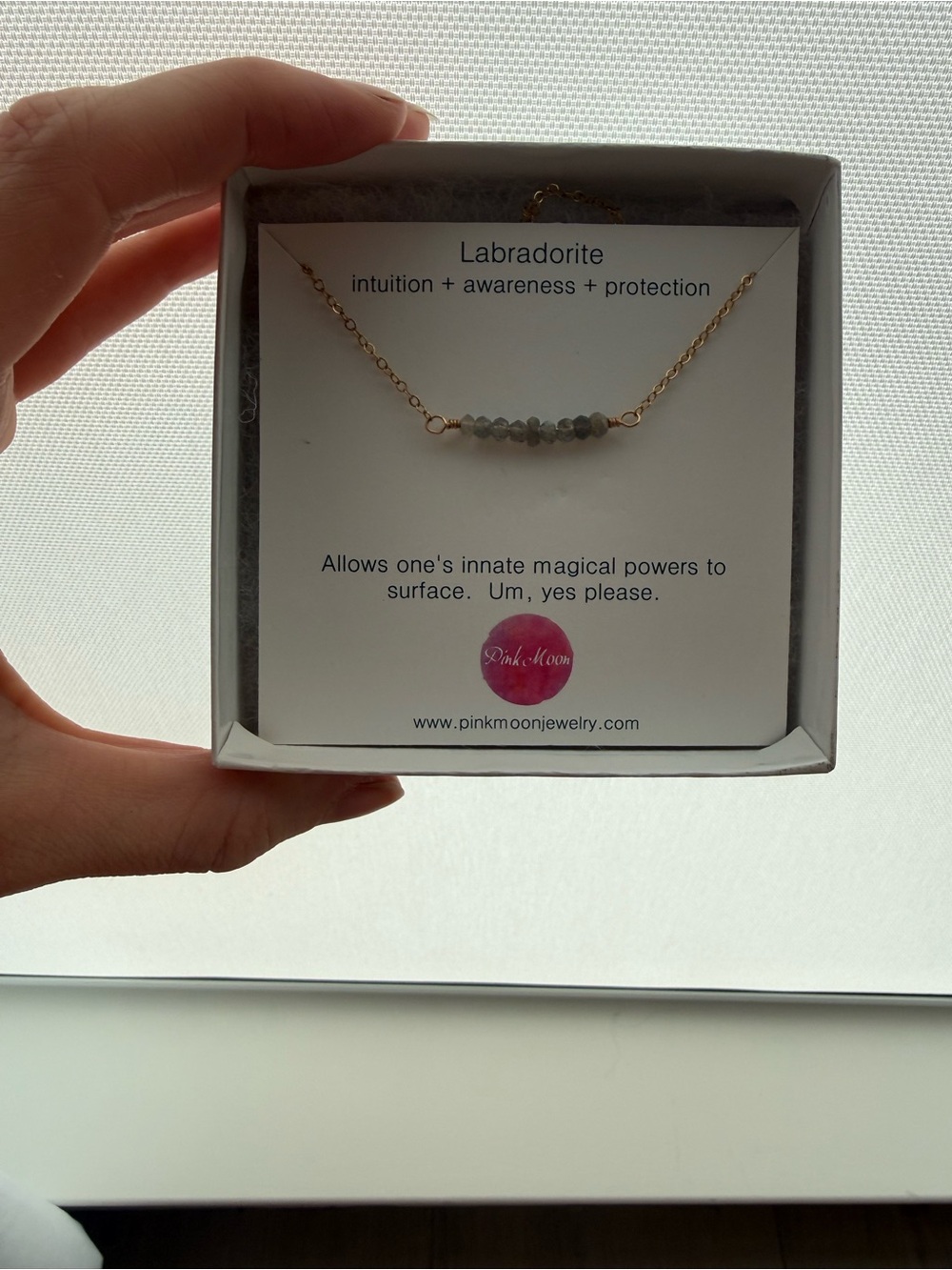 Pink Moon, Labradorite Beaded Necklace, NWT